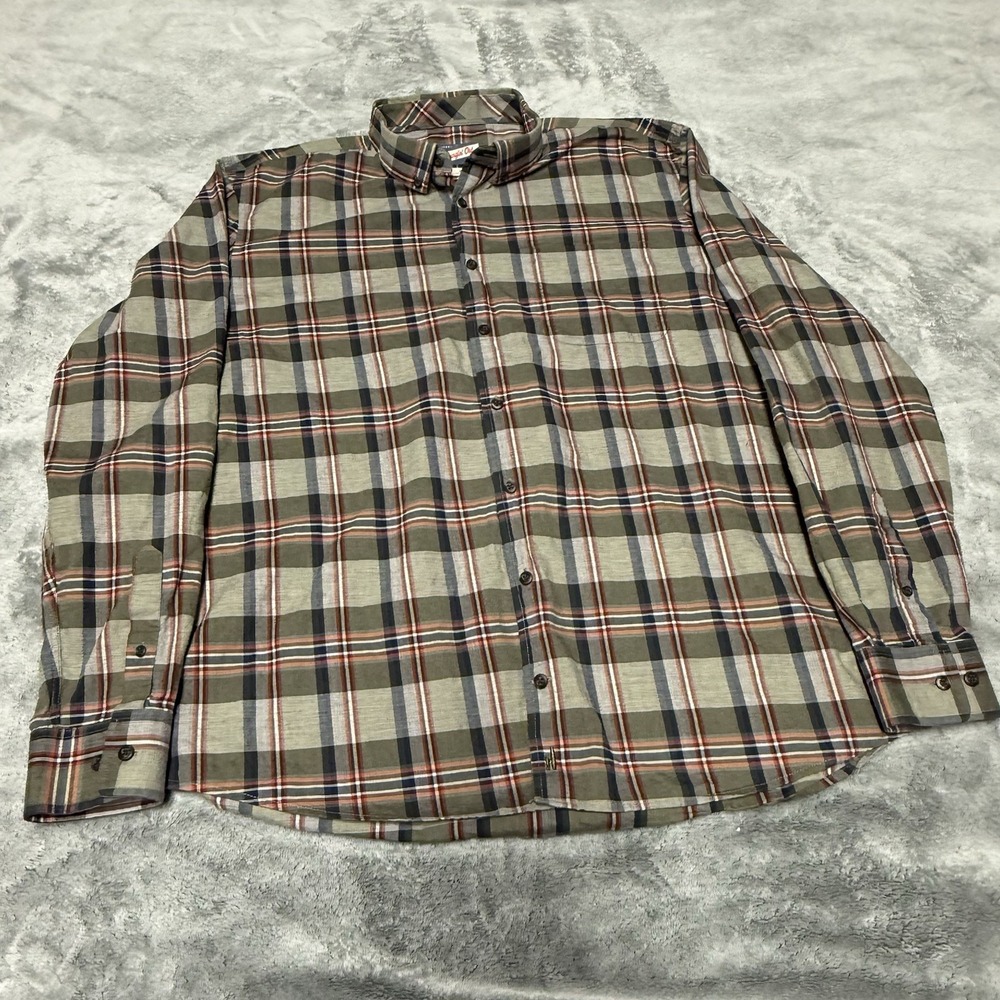 Johnnie O Hanging Pit Button Down Shirt Men’s 2XL Plaid Green